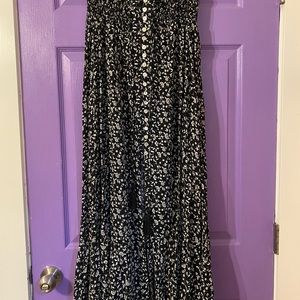 Rachel Zoe long black floral skirt